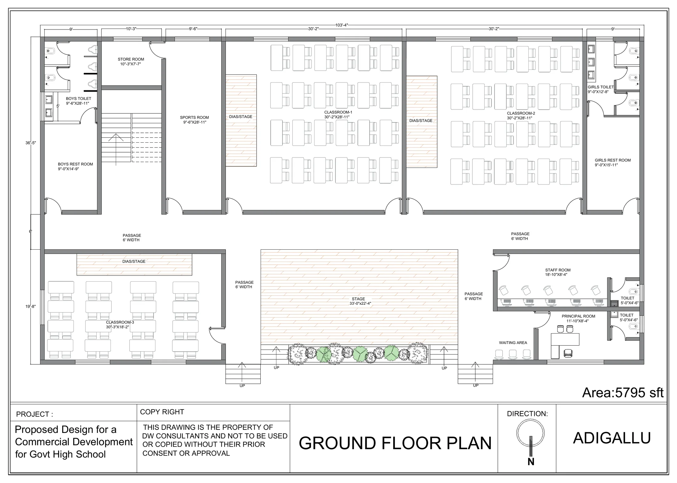 New ground floor plan of the school building